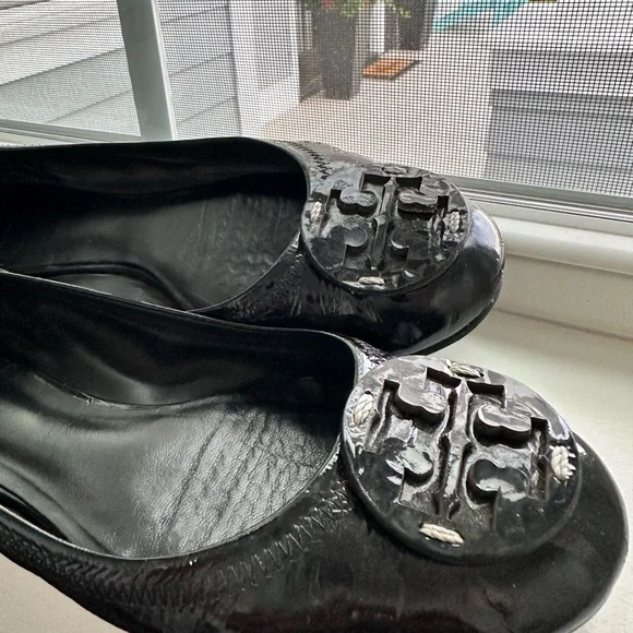 Tory Burch❤️ Flats Black Patent Leather-With Dust Bag - Picture 1 of 12